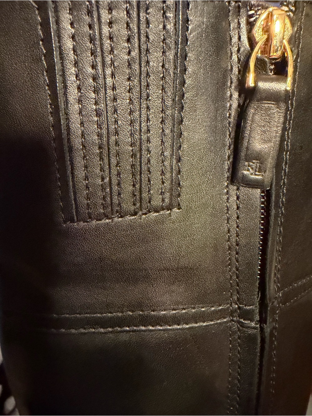 Lauren Ralph Lauren NWT Sz 8.5 Everly Black Leather Wide Calf Riding Boot (476) - Picture 9 of 12